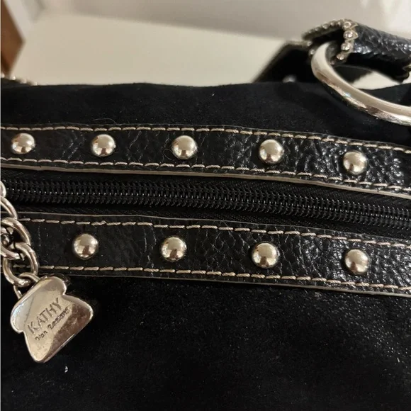 Kathy Van Zeeland Vintage Black Suede Double Kisslock bag - Picture 9 of 14